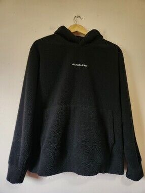 Alphalete Black Sherpa Teddy Fleece Pullover Hoodie Size S EUC Gym Pump Cover
